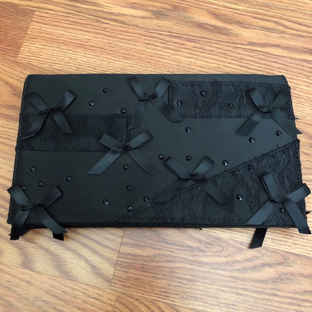 🌵Prabal Gurung Black Lace Bow Rhinestone Clutch